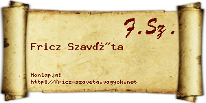 Fricz Szavéta névjegykártya