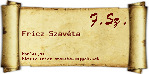 Fricz Szavéta névjegykártya