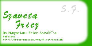 szaveta fricz business card